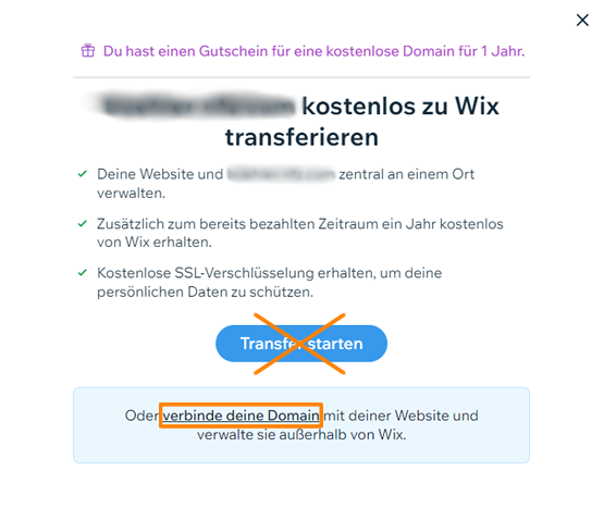Domain mit WIX verbinden